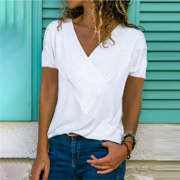 Loose V-neck T-shirt