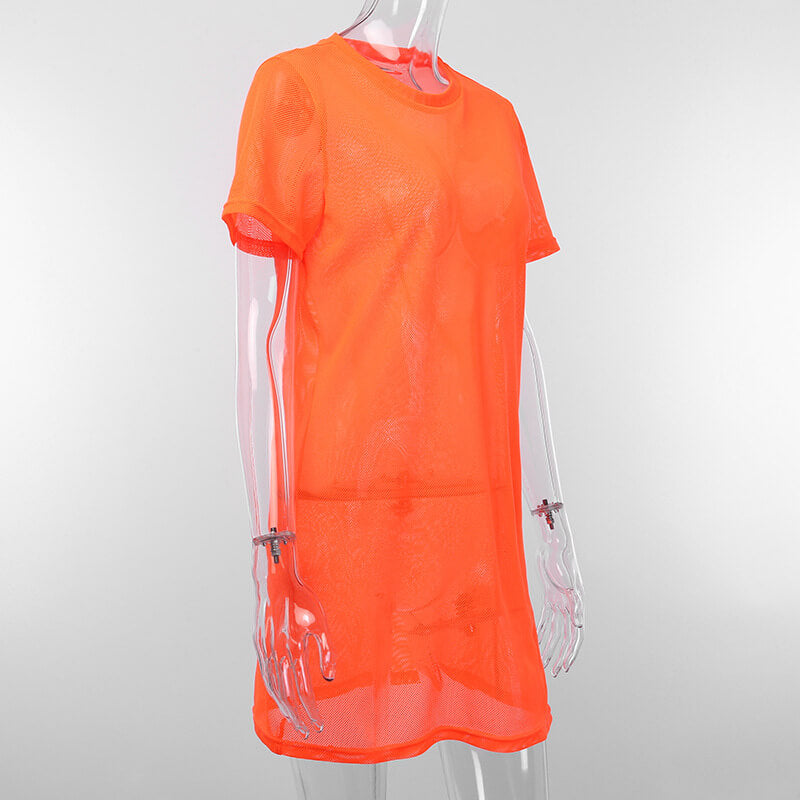 See Through Mesh T Shirt Dress