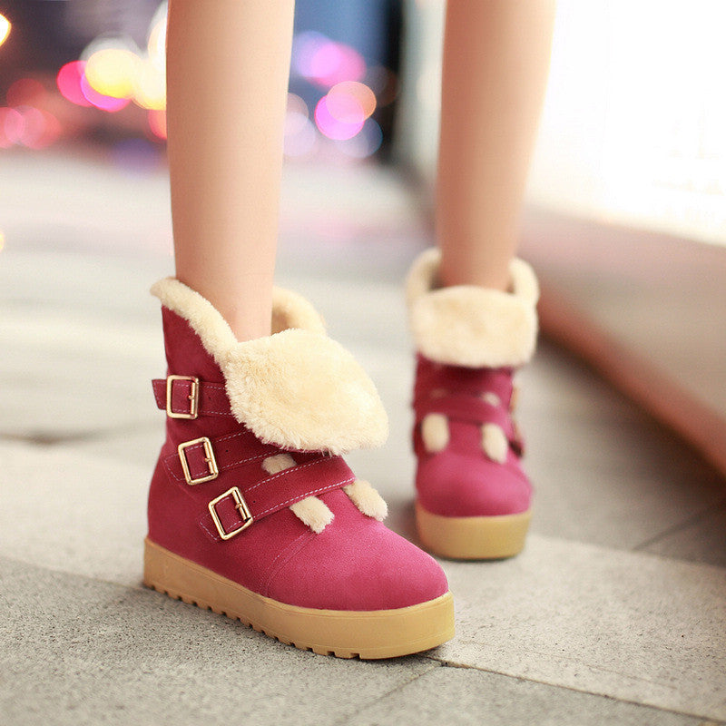Sweet Three Buckles Flat Short Martin Boots