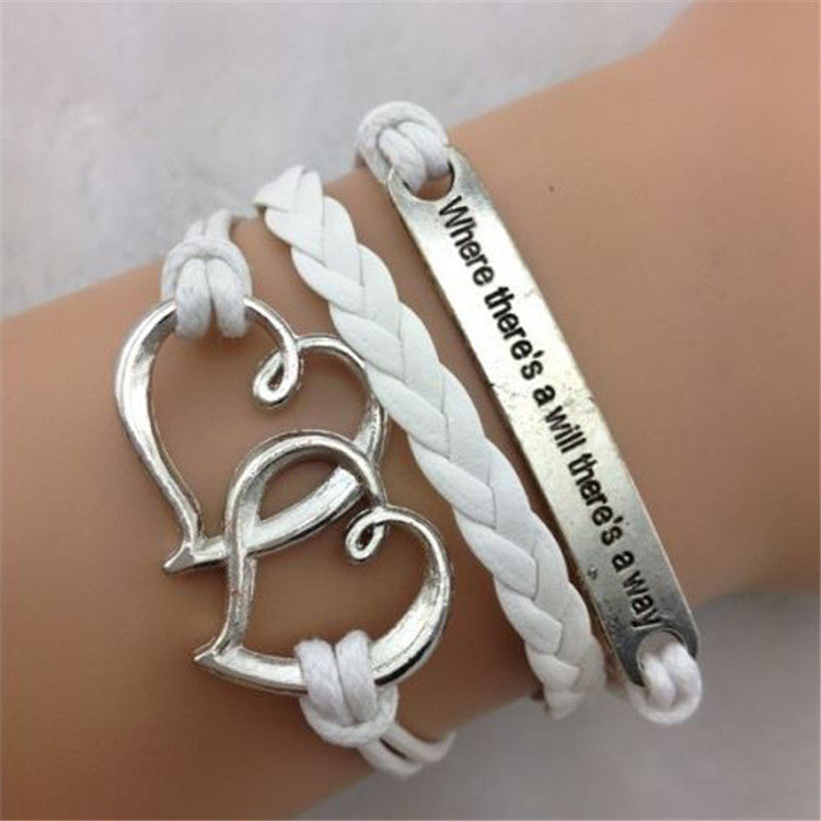 Heart To Heart White Wax String Woven Bracelet
