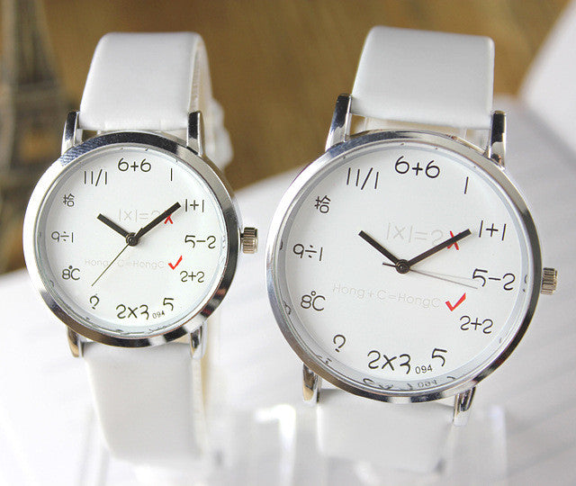 Fashion Big Dial Couple Leather Watch