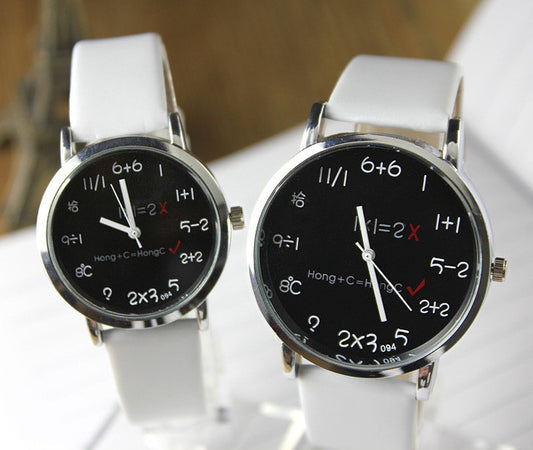 Fashion Big Dial Couple Leather Watch