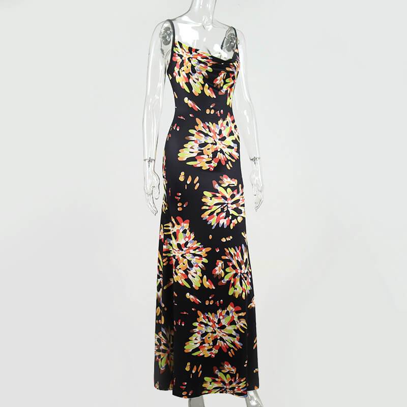 Printed Tight Sling Beach Dress