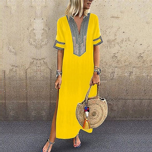 Plus Size Casual Loose Print Maxi Dress