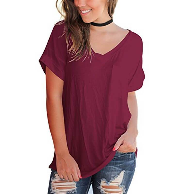 Polka Dots V-neck Loose T-shirt