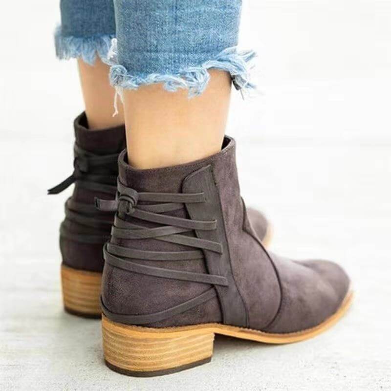 Low Heel Suede Ankle Boots