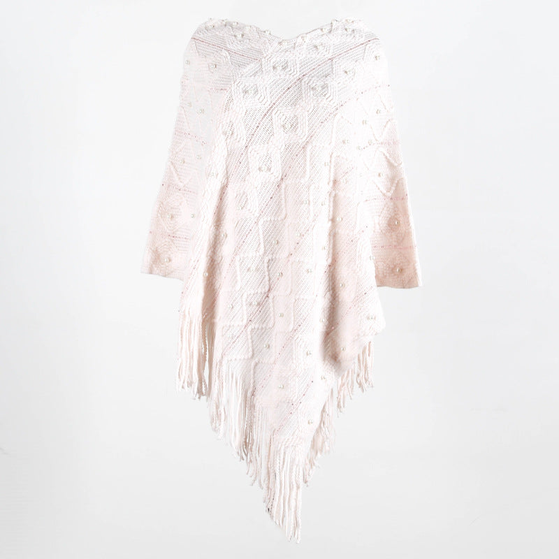 Tassel Shawl Beads Sheer Sweater