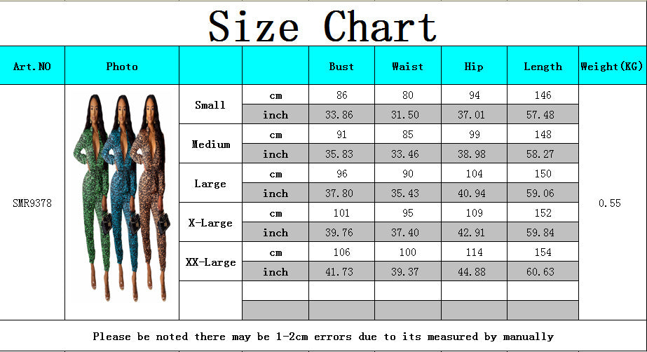 Leopard Zipper Long Sleeves Jumpsuit