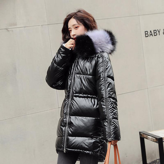 Metallic Elasticated Hem Puffer Jacket