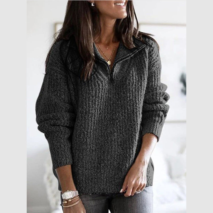 Oversized Half Zip Thick Pullover Knit Sweater