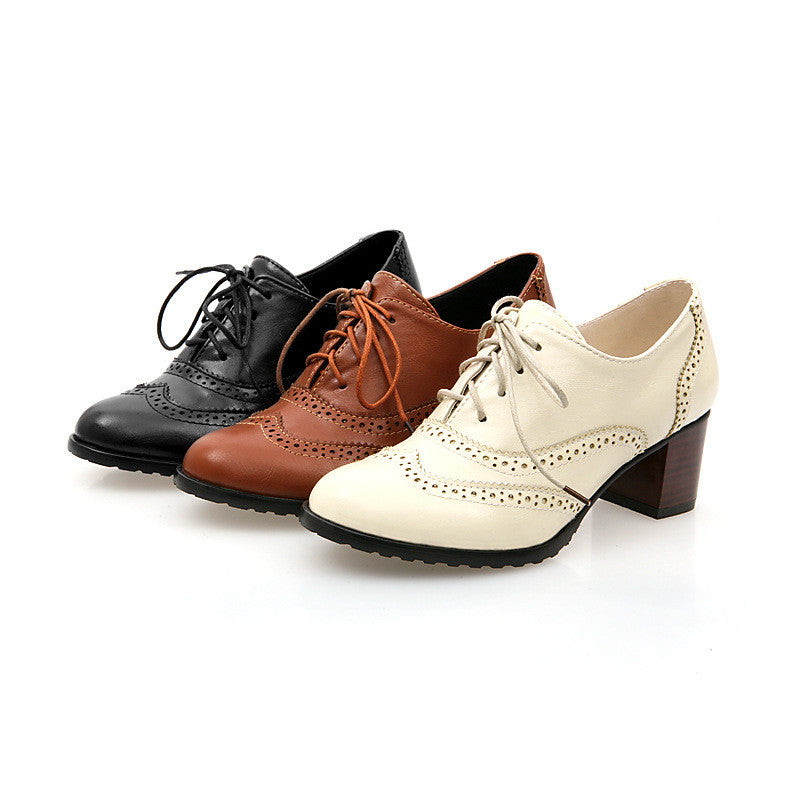 British Style Carved Classy Lace up Oxford Shoes