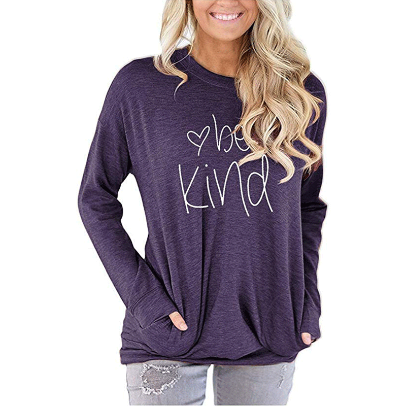 Letter Print Long Sleeves Loose T-shirt