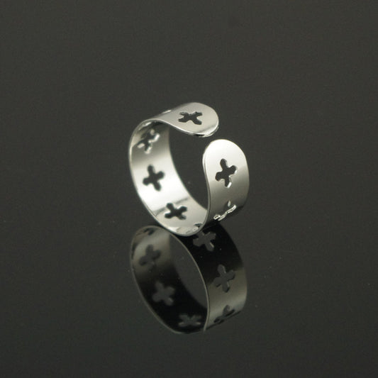 Fashion Hollow Out Cross V Rhombus Ring