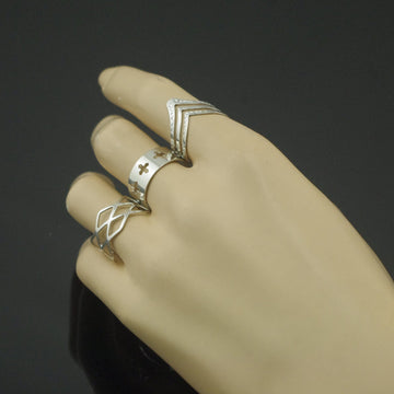 Fashion Hollow Out Cross V Rhombus Ring