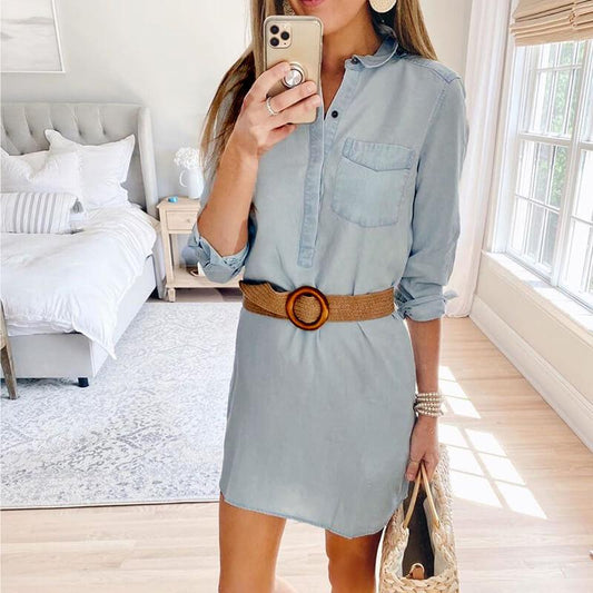 OL Tight Denim Shirt Dress