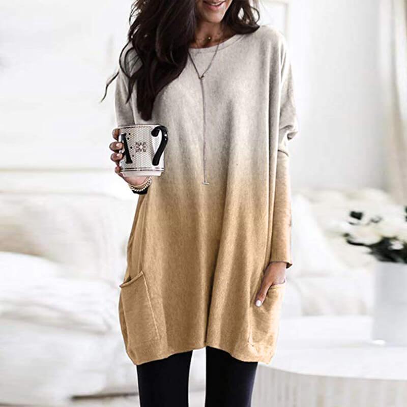 Patchwork Long Loose Scoop T-shirt