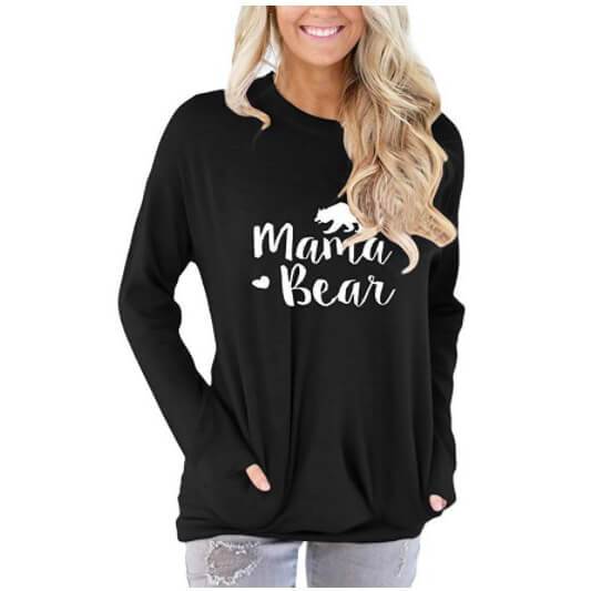 Loose Mama Bear Letter Print T-shirt