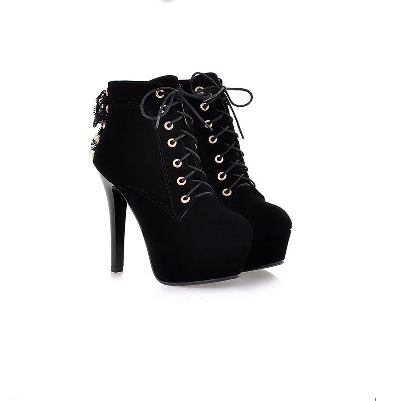 Sexy Winter Stiletto Heel Lace Up Boots