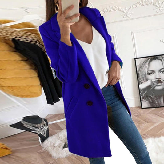 Simple Slim Plain Wool Coat