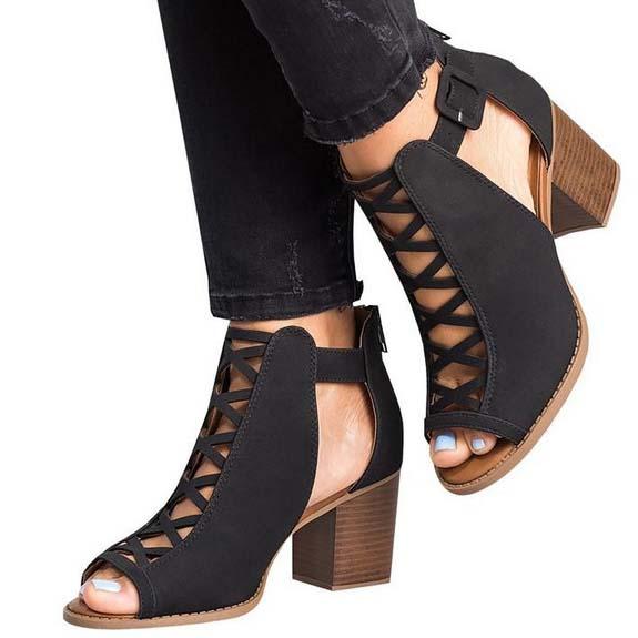  High Heel Chunky Peep Toe Sandals