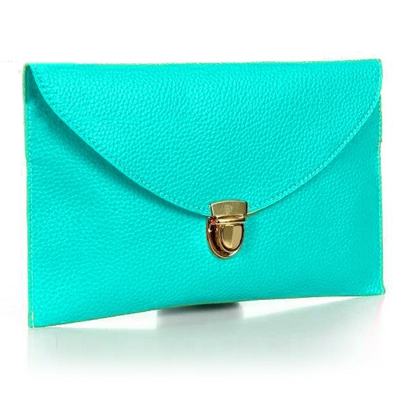 New Fashion Women's Golden Chain Envelope Purse Clutch Synthetic Leather Handbag Shoulder Bag Dinner Party