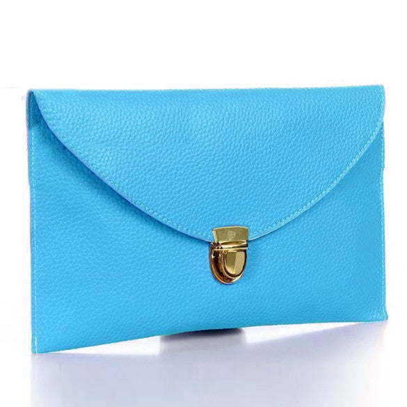 New Fashion Women's Golden Chain Envelope Purse Clutch Synthetic Leather Handbag Shoulder Bag Dinner Party