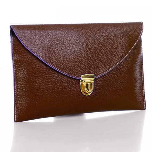 New Fashion Women's Golden Chain Envelope Purse Clutch Synthetic Leather Handbag Shoulder Bag Dinner Party