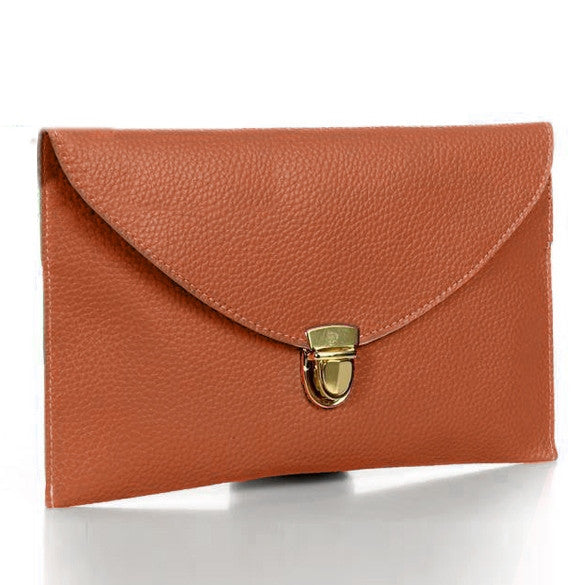 New Fashion Women's Golden Chain Envelope Purse Clutch Synthetic Leather Handbag Shoulder Bag Dinner Party