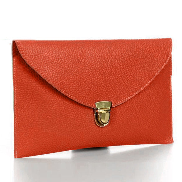 New Fashion Women's Golden Chain Envelope Purse Clutch Synthetic Leather Handbag Shoulder Bag Dinner Party