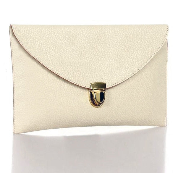 New Fashion Women's Golden Chain Envelope Purse Clutch Synthetic Leather Handbag Shoulder Bag Dinner Party