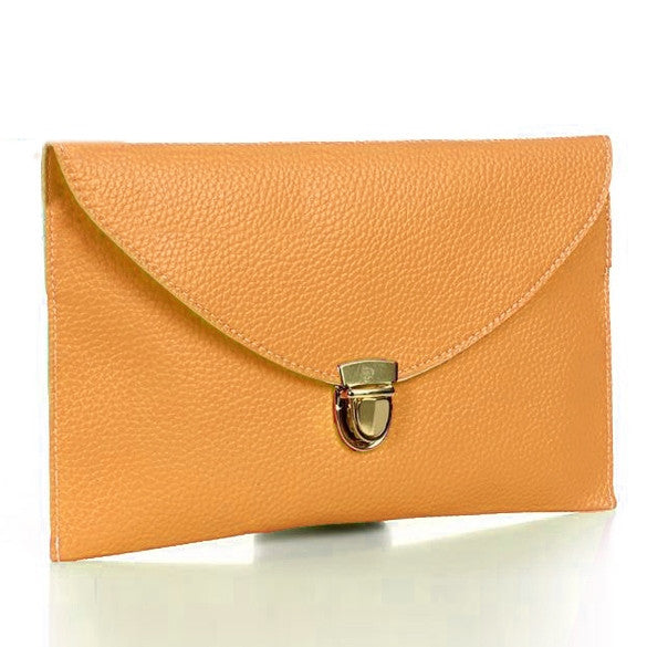 New Fashion Women's Golden Chain Envelope Purse Clutch Synthetic Leather Handbag Shoulder Bag Dinner Party