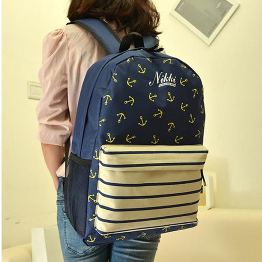 Anchor Print Hot style Navy Stripe Backpack