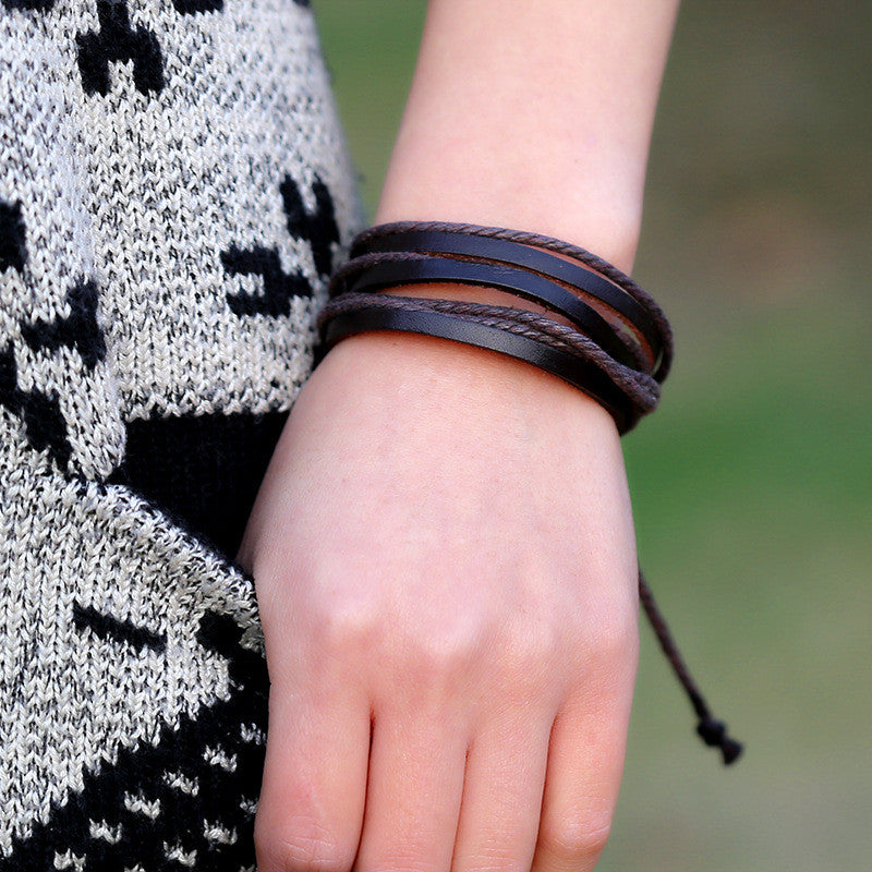 Multilayer Braided Leather Bracelet