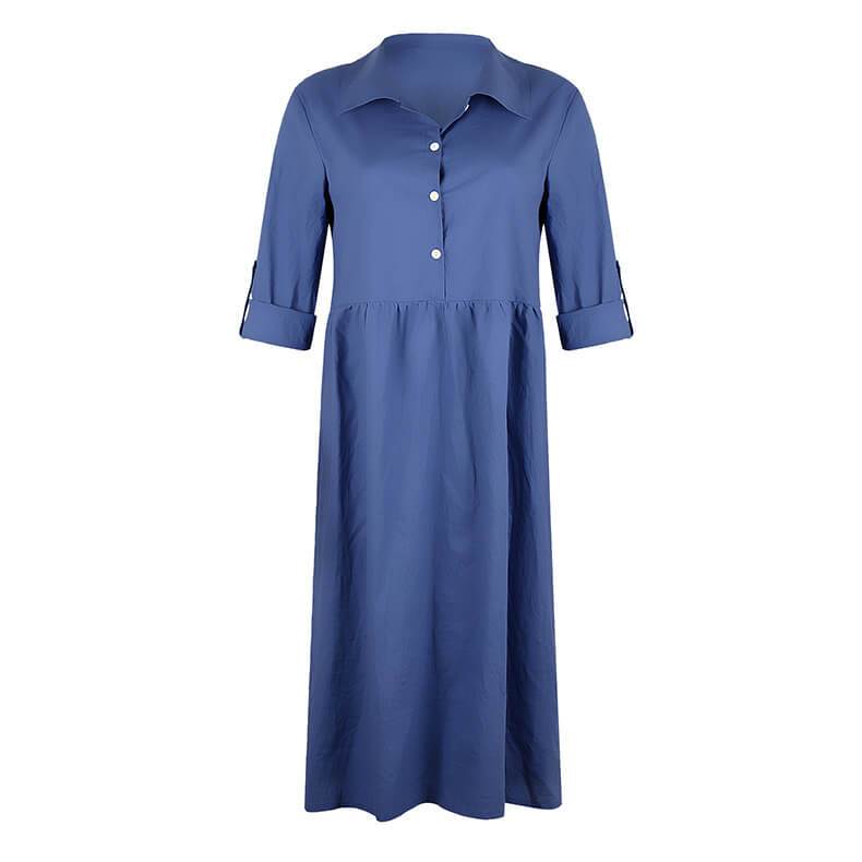 Loose Half Button Long Shirt Dress