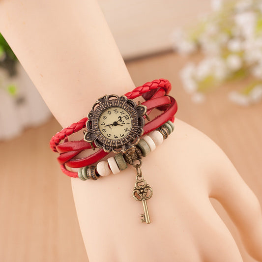 Retro Style Key Pendant Multilayer Watch