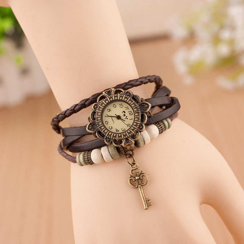 Retro Style Key Pendant Multilayer Watch