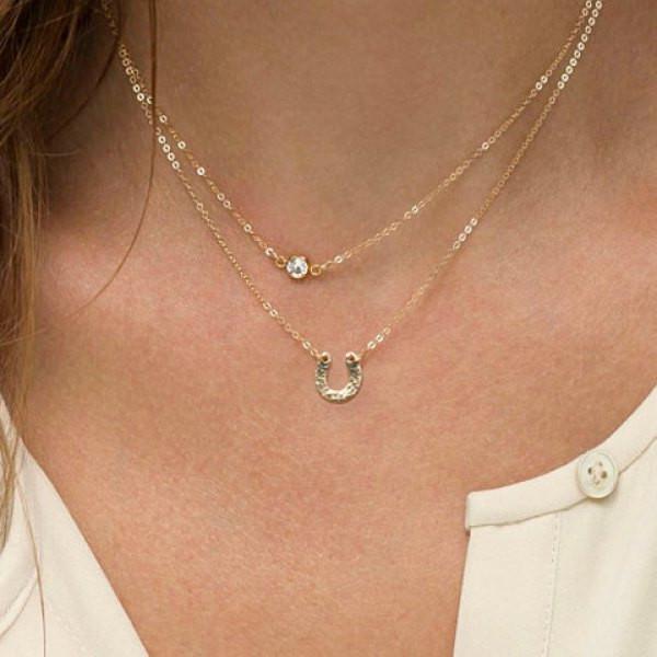 Solid Color U Shape Multi-Layered Necklace For Women - MeetYoursFashion