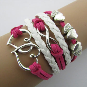 Retro Heart Hand-made Leather Cord Bracelet