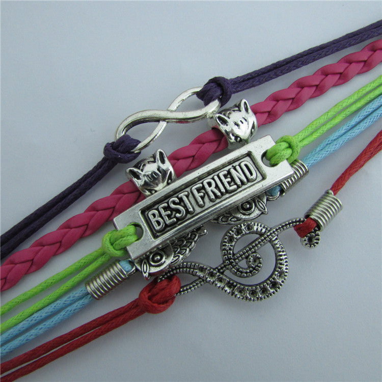 Music Operator Owl Fox Color Rope Bracelet