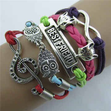 Music Operator Owl Fox Color Rope Bracelet