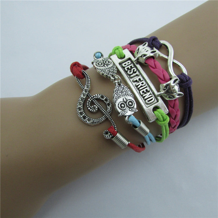 Music Operator Owl Fox Color Rope Bracelet