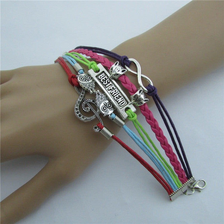 Music Operator Owl Fox Color Rope Bracelet