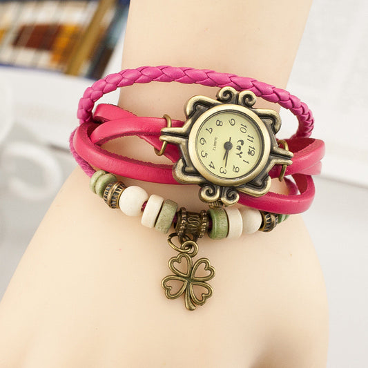 Retro Clover Woven Multilayer Watch