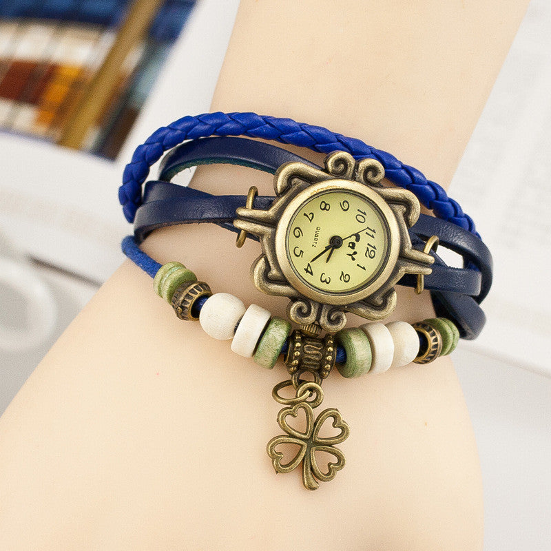 Retro Clover Woven Multilayer Watch