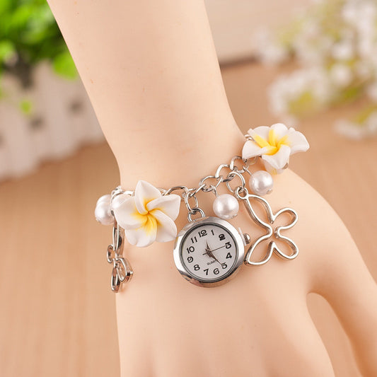 Flower Pearl Butterfly Watch