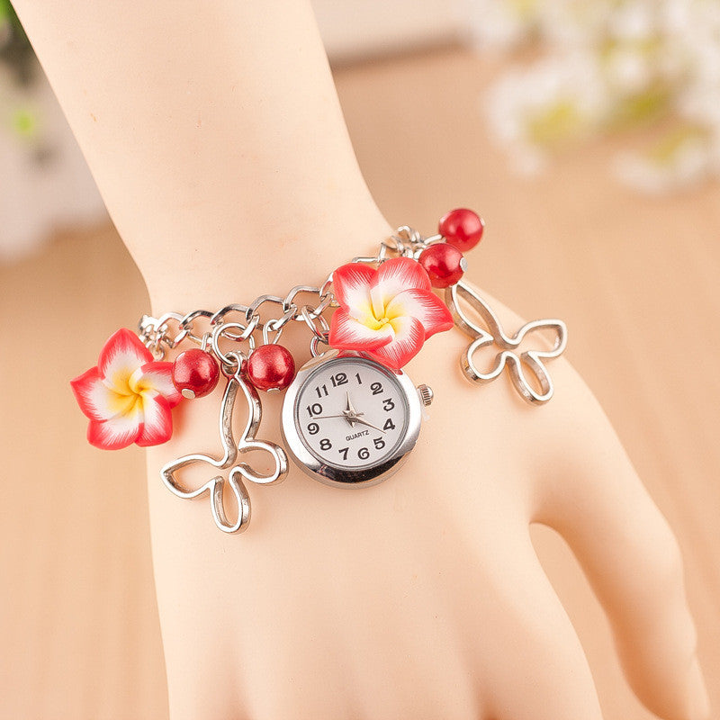 Flower Pearl Butterfly Watch