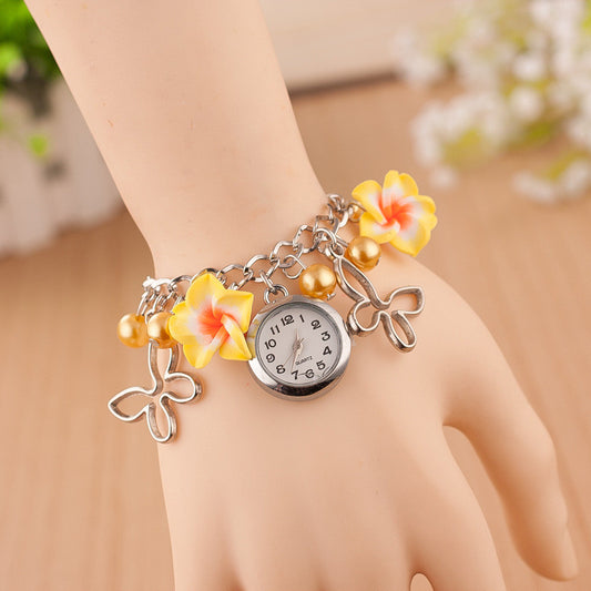 Flower Pearl Butterfly Watch