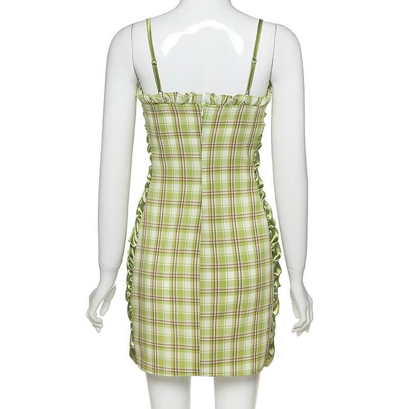 Patchwork Plaid Bodycon Short Dress