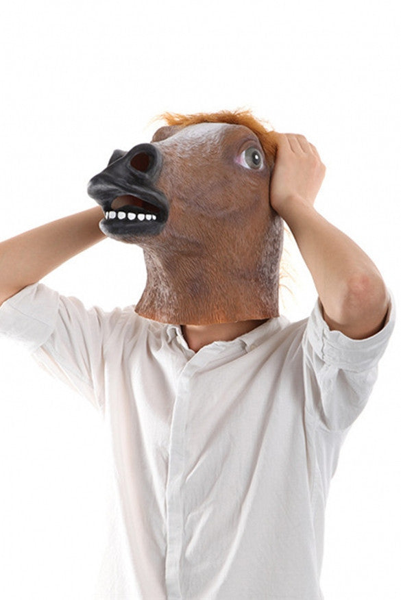 New Creepy Horse Mask Head festival Costume Theater Prop Novelty Latex Rubber