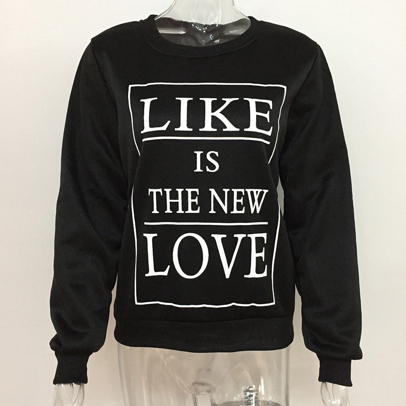 Letter Print Round Collar Long Sleeves Sweatshirt